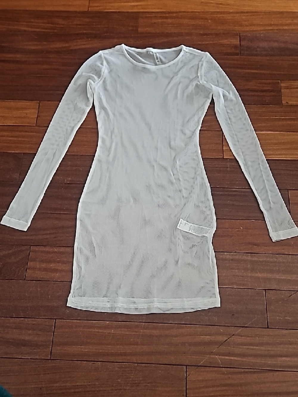Forever 21 White Sheer Long Sleeve Swim Coverup Dress